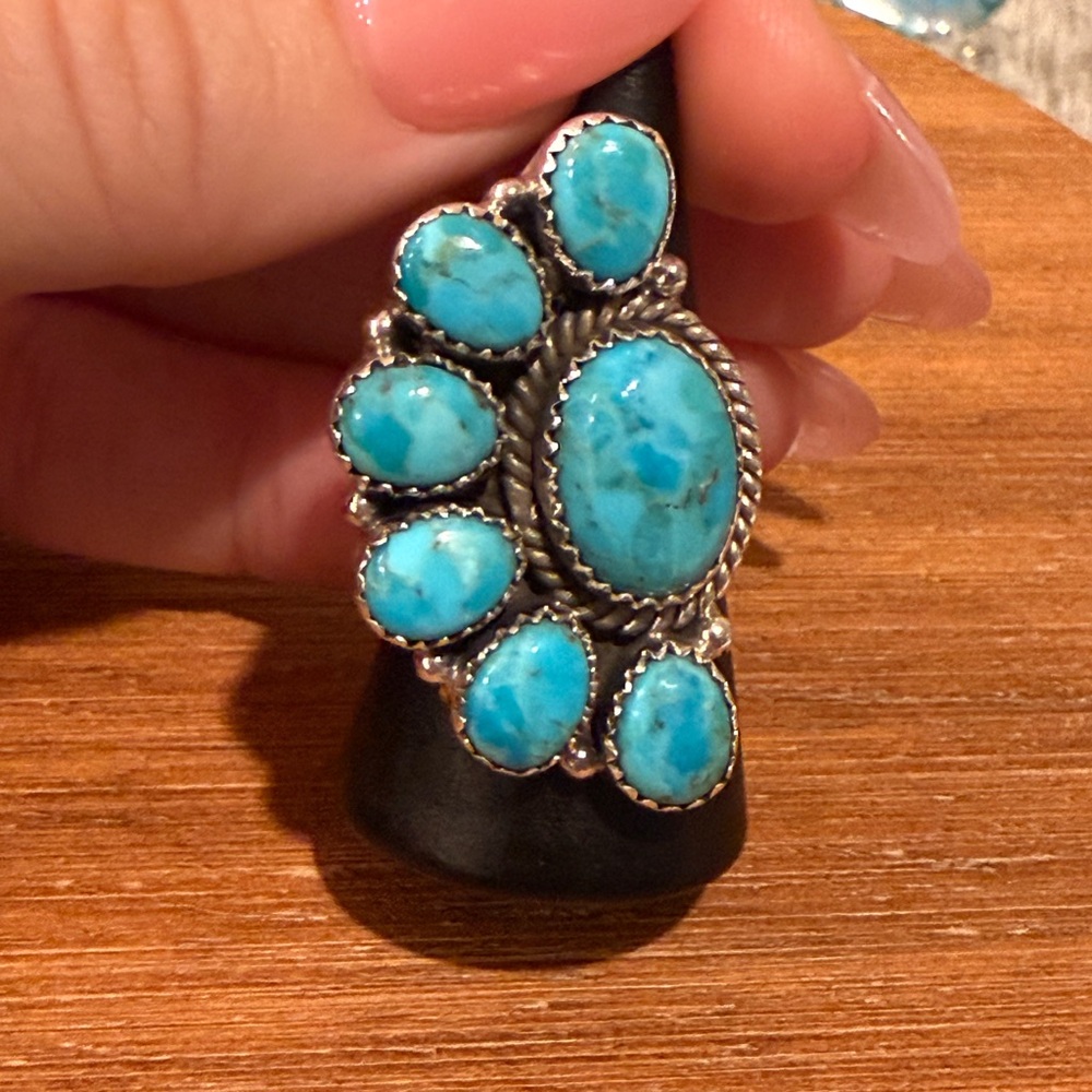 Kingman turquoise cluster ring